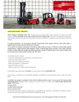 STAGE FILIALE MILANO – AREA SALES LINDE MATERIAL