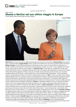 Obama a Berlino nel suo ultimo viaggio in Europa