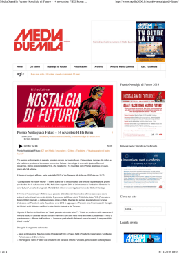 Premio Nostalgia di Futuro a Gianmarco Veruggio