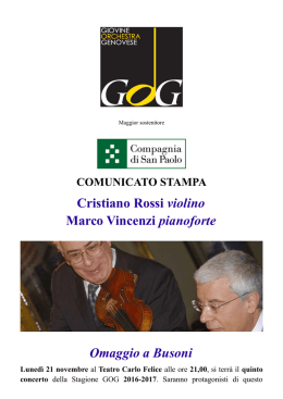 Cristiano Rossi violino Marco Vincenzi pianoforte