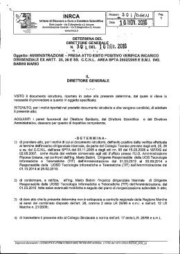 presa atto esito positivo verifica incarico dirigenziale ex artt.