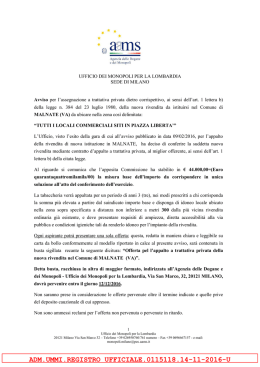 Avviso di trattativa privata onerosa per il conferimento di una