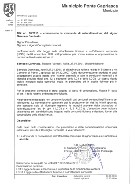 MM 10/2016 - concernente la domanda di naturalizzazione del