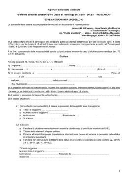 schema di domanda (modello a) - Università degli Studi di Firenze