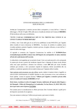 Avviso di trattativa privata onerosa per il conferimento di una