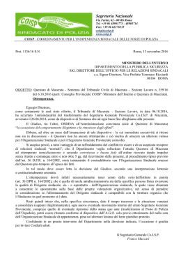 Lettera al Dipartimento per ottemperanza sentenza di