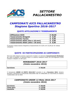 Campionati e Info AICS ROMA BASKET_stagione 2016