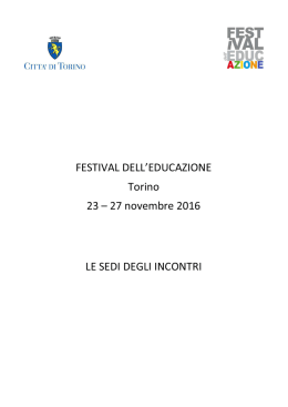 FESTIVAL DELL`EDUCAZIONE Torino 23 – 27