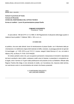 Comuni in provincia di Trento Comune di Rovereto Avviso ai creditori