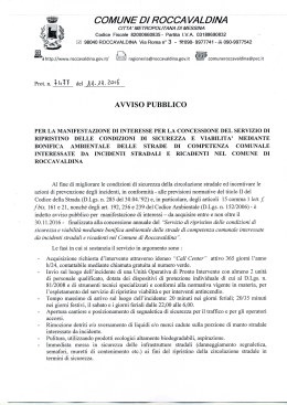 Per la manifestazione di interesse per la concessione del servizio di
