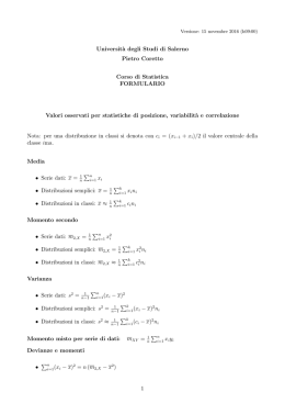 Formulario - Corso di statistica - Pietro Coretto