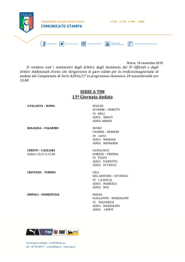 SERIE A TIM 13&ordf; Giornata Andata