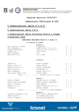 Comunicato Ufficiale N.225 1.Comunicazioni della FIGC