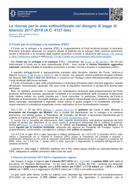Le risorse per le aree sottoutilizzate nel disegno di legge di bilancio