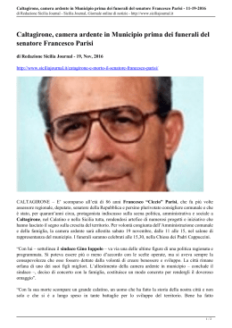Catagirone, è morto il senatore Francesco Parisi