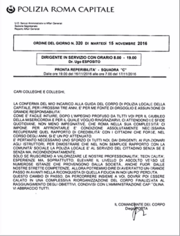 16/11/2016 - il comandante diego porta confermato