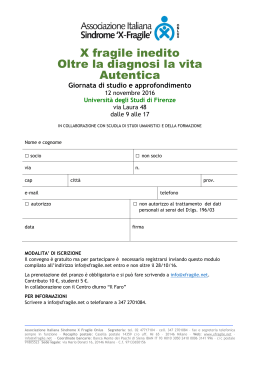 Scheda di iscrizione - Associazione italiana sindrome x fragile onlus