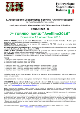 7° TORNEO RAPID “Avellino2016” - Associazione Dilettantistica
