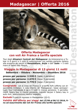 Offerta Madagascar Settembre Ottobre Novembre 2016 | Viaggio in