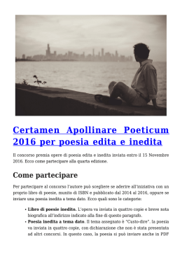 Certamen Apollinare Poeticum 2016 per poesia edita e inedita