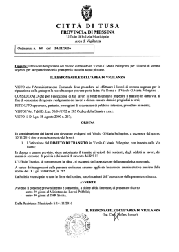 Ordinanza Area di Vigilanza n. 64 del 14/11/2016