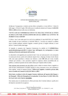 Avviso di trattativa privata onerosa per il conferimento di una