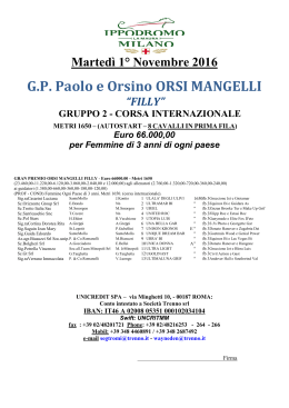 Martedì 1° Novembre 2016 GP Paolo e Orsino ORSI MANGELLI