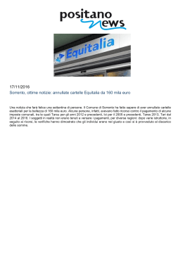 Sorrento, ottime notizie: annullate cartelle Equitalia da 160 mila euro