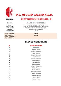 Campionato - US Reggio Calcio ASD