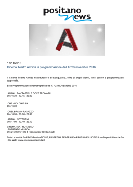 Cinema Teatro Armida la programmazione dal 17/23 novembre