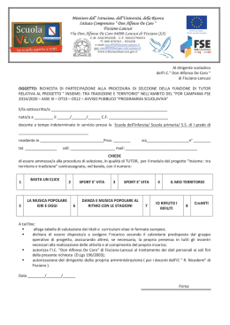 Errata corrige Bando tutor interni Programma Scuola Viva