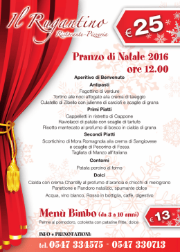Men&ugrave; di Natale 2016