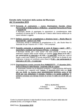 Estratto risoluzioni Municipio del 14.11.2016