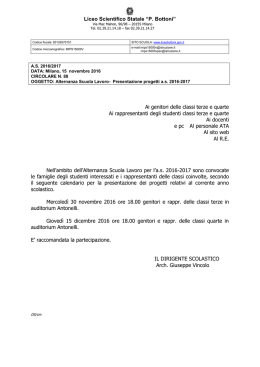 Liceo Scientifico Statale &ldquo;P. Bottoni&rdquo; Ai genitori delle classi terze e
