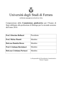 Prof. Ottorino Belluzzi - Università degli Studi di Ferrara