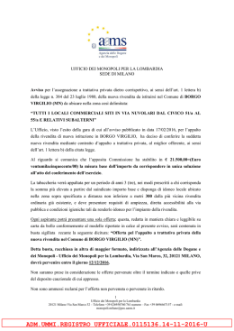 Avviso di trattativa privata onerosa per il conferimento di una