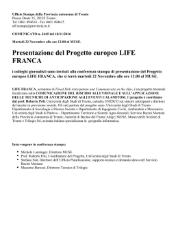 Presentazione del Progetto europeo LIFE FRANCA