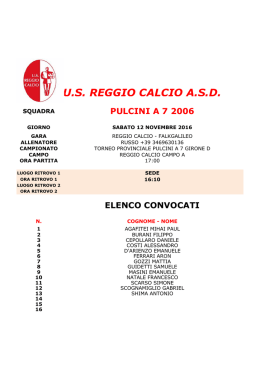 Campionato - US Reggio Calcio ASD