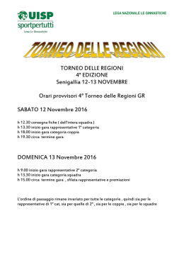 TORNEO DELLE REGIONI 4° EDIZIONE Senigallia 12-13