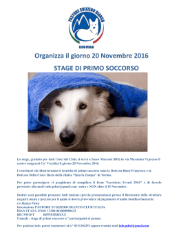 Locandina Stage Primo Soccorso - Pastore Svizzero Bianco Club Italia