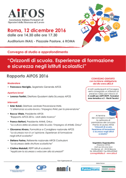 Roma, 12 dicembre 2016 “Orizzonti di scuola. Esperienze di