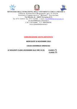 COMUNICAZIONE USCITA ANTICIPATA MERCOLED&Igrave; 16