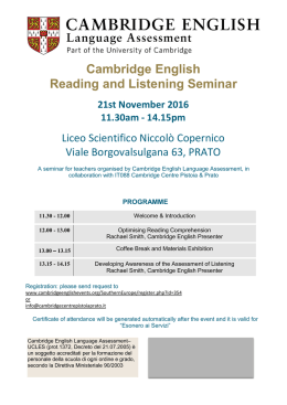 Cambridge English Reading and Listening Seminar 21st November