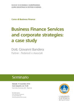 Business Finance Services and corporate strategies: a case study
