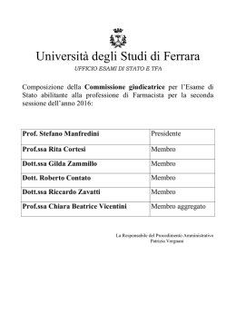 Dott.ssa Gilda Zammillo - Università degli Studi di Ferrara