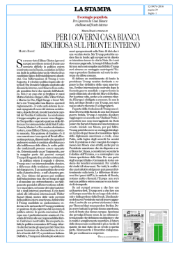 Per i governi europei la Casa Bianca &egrave; rischiosa sul fronte interno