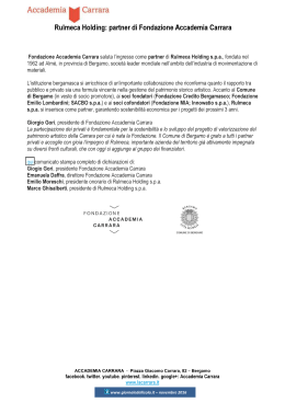 Acc.Carrara-BG: Rulmeca Holding Partner di Fondazione