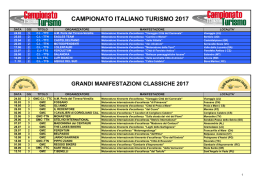 Calendario Dettagliato Turismo 2017