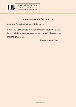 Comunicato n° 3/2016-2017 - Università della terza età