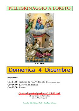 Domenica 4 Domenica 4 Dicembre - Parrocchia SS. Pietro e Paolo